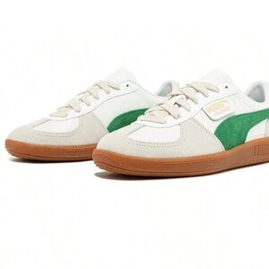 Puma Classic White and Green Trainers